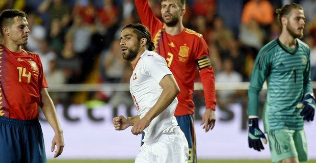 Spain and Switzerland played one all draw in a warm up match for  FIFA World Cup