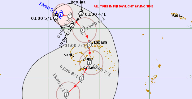 Category One Tropical Cyclone Mona expected to begin tracking towards Fiji in the next 6-12 hours