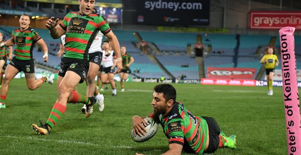 Alex Johnston hurt after hat-trick for Rabbitohs against Warriors
