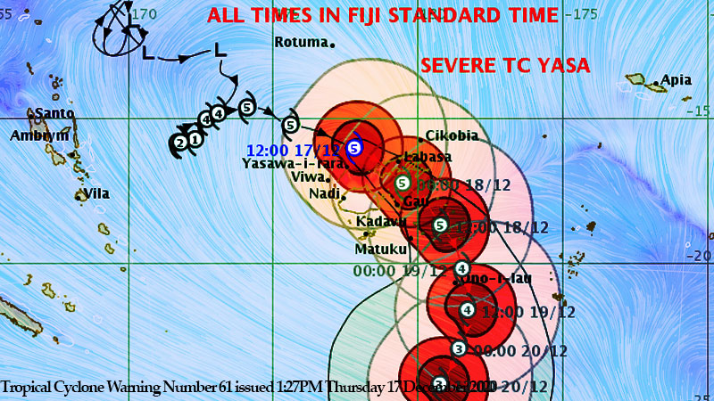 TC Yasa's centre is expected to be over Bua Province at 8pm tonight - Vimarsana News