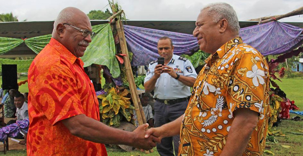 Rabuka part of welcoming committee when PM commissioned the Self Help Solar Project in Drekeniwai Village