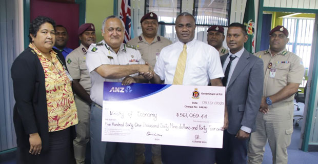 Fiji Corrections Service hands over cheque of $561,069.44 to Ministry of Economy