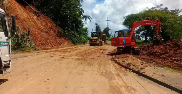 FRA clearing up landslide debris near Dilkusha on Princes Road 