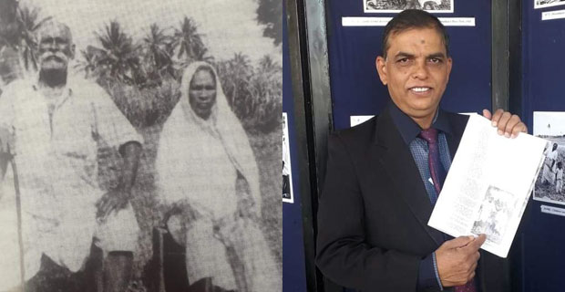 Pravin Nath finds photo of his grandparents in booklet at the National Archives during the Girmit day celebrations