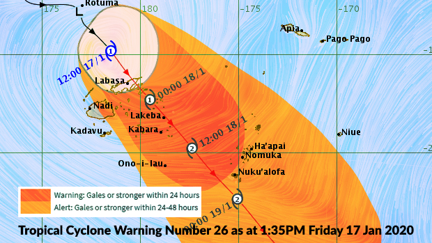 TC Tino now located 300km North West of Labasa, and heading towards us