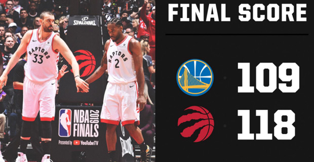 Toronto strikes first to take early NBA Finals lead against Golden State