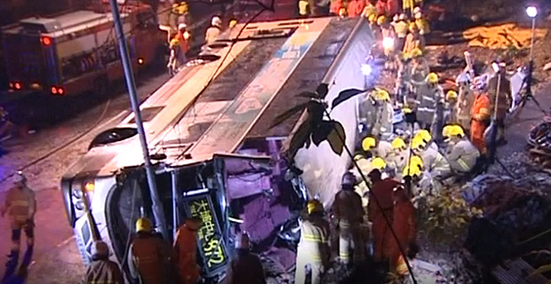 Double‑decker bus crashes in Hong Kong killing 18 people and injuring nearly 50