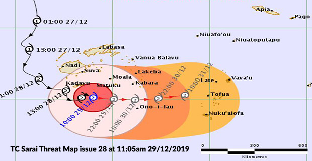 TC Sarai continuing to move closer to Lau group while people in Kadavu still experiencing strong winds