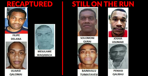 Three escapees recaptured by police near Wainadoi, four still on the run