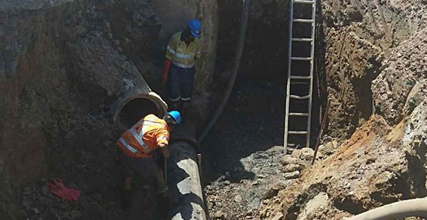 WAF continues repair works on the collapsed sewer trunk at Nabua 