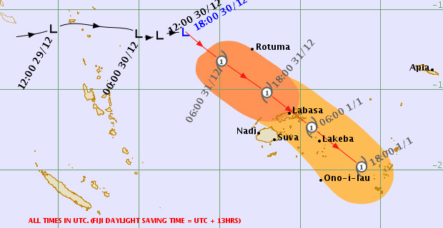 Tropical Disturbance continues to track closer to Fiji