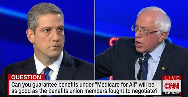 10 Democratic presidential hopefuls clash in televised US debate over how best to win in 2020