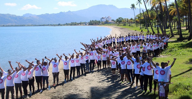 Members of Police Force and Jacks of Fiji staff hold Pinktober Walk and clean up Wailoaloa Beach