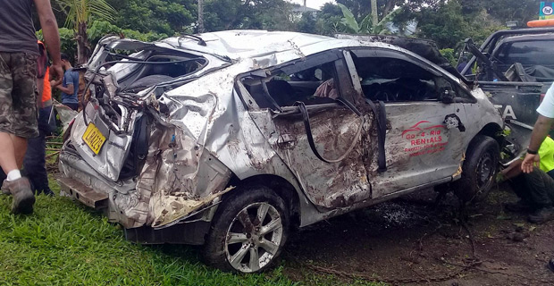 Rental car veers off Edinburgh Drive falling off a cliff early this morning