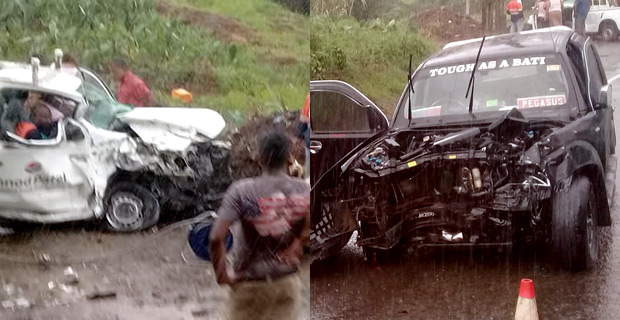 Collision between two vehicles along Queens Highway near Nabukavesi Village