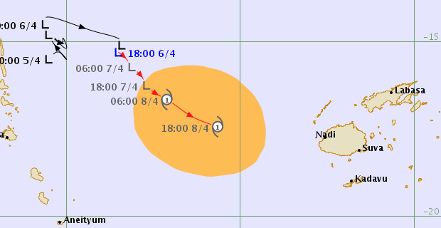 Tropical Depression slow moving and expected to affect Fiji from later tomorrow