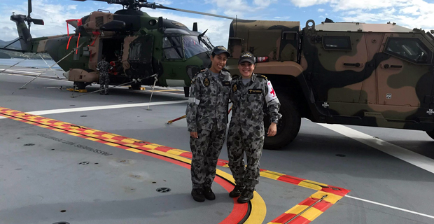 Joyous moment for Chelsey Patterson arriving into Fiji after 3 years on board HMAS Adelaide
