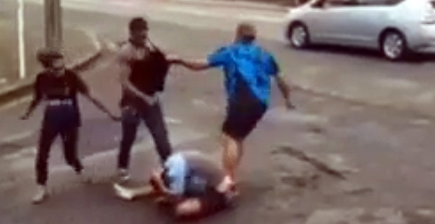 Video circulating on social media of two men and a woman continuously punching and kicking a man along Rewa Street