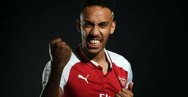 Arsenal signs Aubameyang for a club record of 56 million pounds