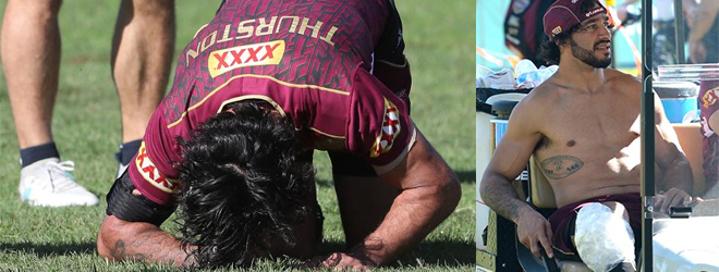 Thurston suffers injury scare at Queensland training