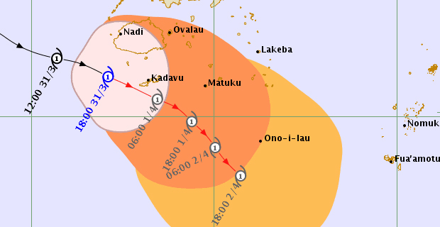 TC Josie develops in Fiji Group overnight 