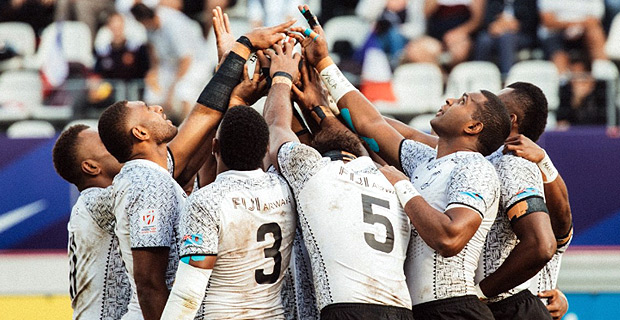 Fiji 7s team marches into camp for Rugby World Cup 7s