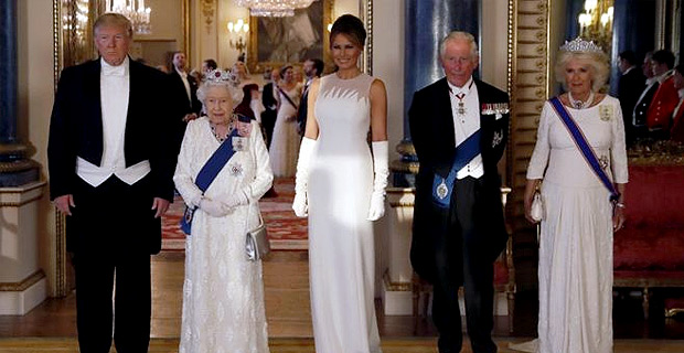  US President and US First Lady meet Queen Elizabeth during state visit in UK