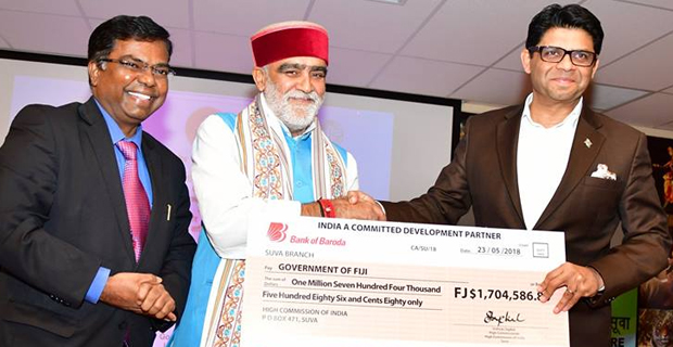 Fiji receives a cheque worth $1.7 million from the Indian Government 