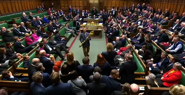 MP causes uproar in parliament by grabbing mace in Brexit protest