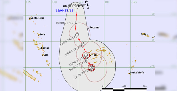 Tropical Depression moving closer to Fiji expected to gradually intensify into a Tropical Cyclone this evening