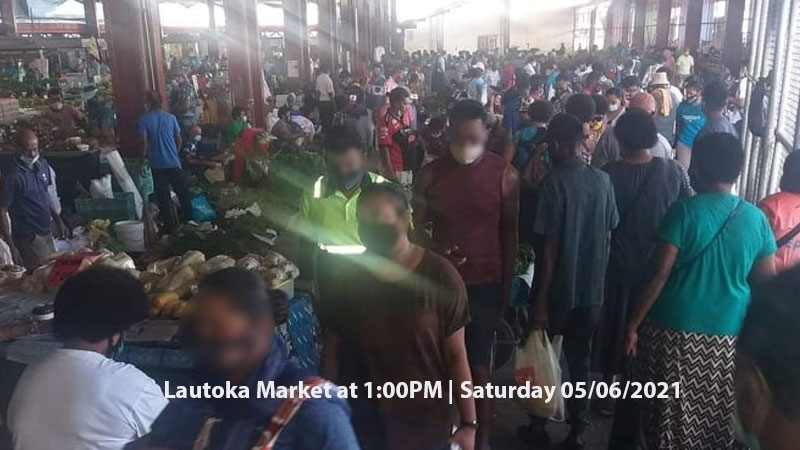 Police work with Lautoka Municipal Market to control crowd at the market