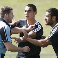 Training match heats up, tempers flare