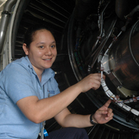 Young woman becomes first Aircraft Maintenance Engineer