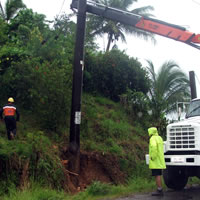 Power pole falls