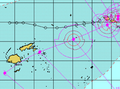 Tropical Cyclone Evan intensifying