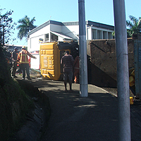 Container truck tumbles
