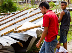 Rotary Club distributing food packs and emergency kits