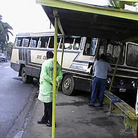 Bus Crashes Into Bus Stop