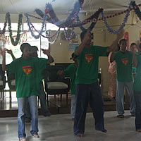 Youths entertain old people