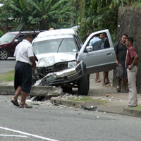 Govt vehicle smash into electric post