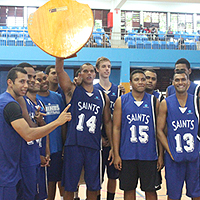 Saints retains basketball title